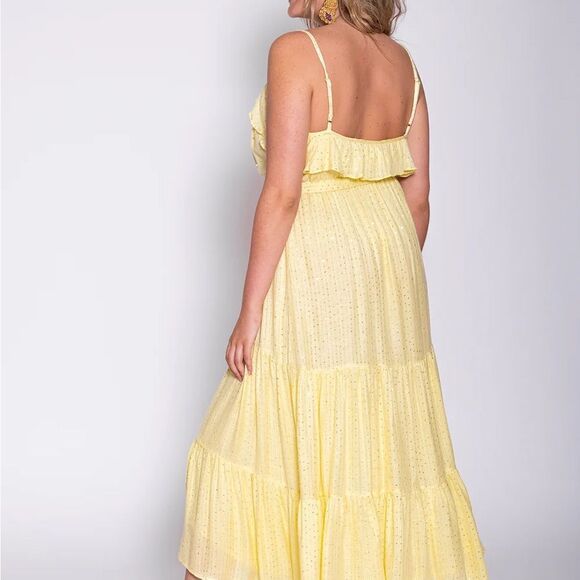 NWT “Sundress” Rudy Saint Barth Sunshine yellow Sequinned maxi dress Sz - Picture 4 of 10